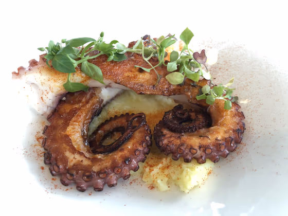 Pulpo al grill con patatas ratte